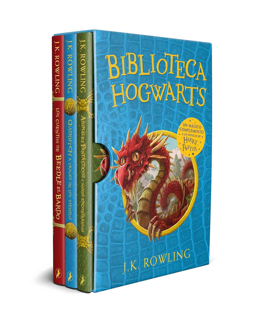 Biblioteca Hogwarts: (edición estuche con: Animales fantásticos y dónde encontrarlos | El Quidditch a través de los tiempos | Los cuentos de Beedle el bardo)- J.K. Rowling - BookRicans